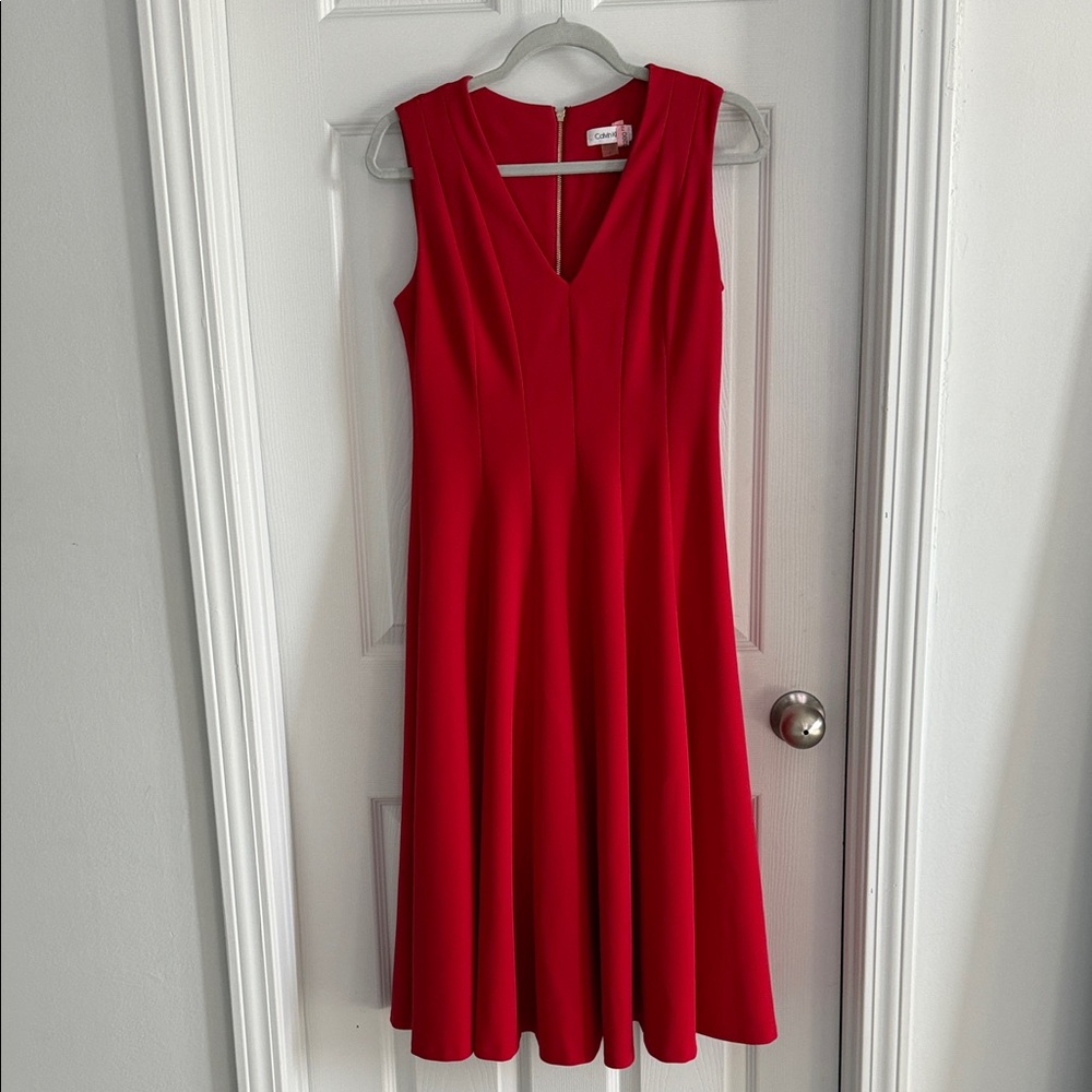 Calvin Klein Vivid Red Midi Dress